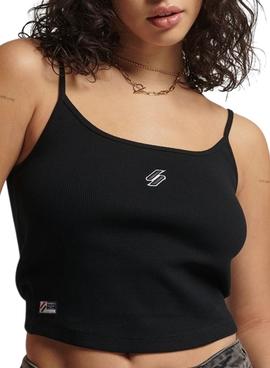 Camiseta Superdry Code Tirantes Negra para Mujer