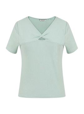 Camiseta Naf Naf Escote Cruzado Verde para Mujer