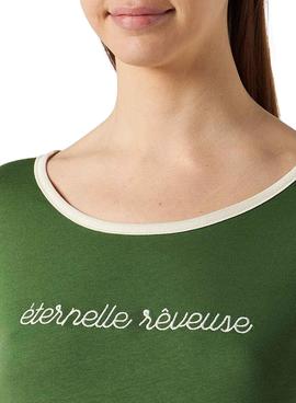 Camiseta Naf Naf Letras Verde para Mujer