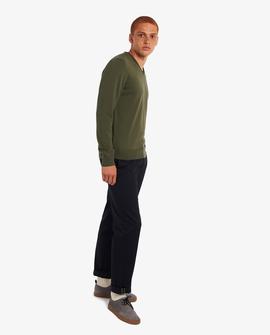Jersey Fred Perry Pico Verde Para Hombre