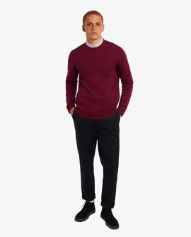 Jersey Fred Perry Cuello Redondo Granate Para Hombre 