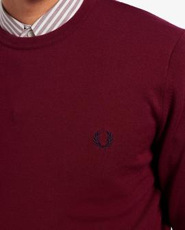 Jersey Fred Perry Cuello Redondo Granate Para Hombre 