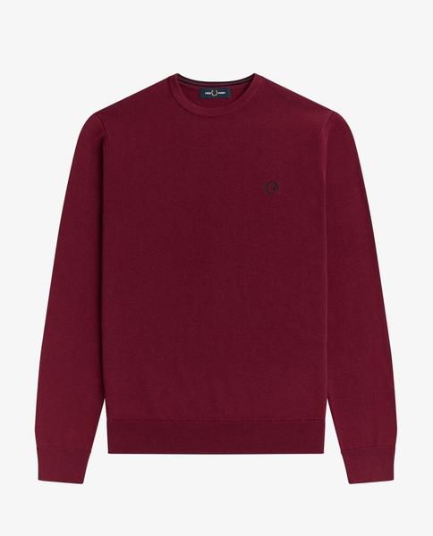 Jersey Fred Perry Cuello Redondo Granate Para Hombre