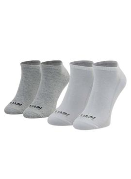 Pack 2 Calcetines Levis Logo Gris y Blanco Unisex