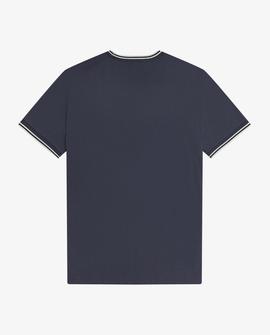 Camiseta Fred Perry Ribetes Azul Marino Para Hombre