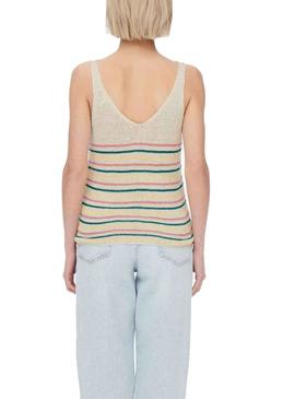 Top Only Fricca Rayas Beige Multi para Mujer