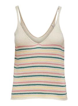 Top Only Fricca Rayas Beige Multi para Mujer
