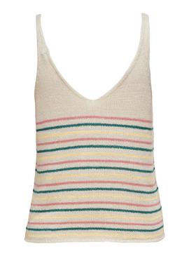 Top Only Fricca Rayas Beige Multi para Mujer