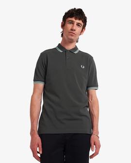 Polo Fred Perry Básico Ribetes Verde Para Hombre