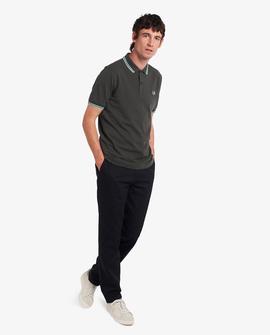 Polo Fred Perry Básico Ribetes Verde Para Hombre