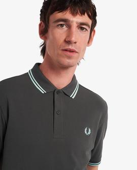 Polo Fred Perry Básico Ribetes Verde Para Hombre