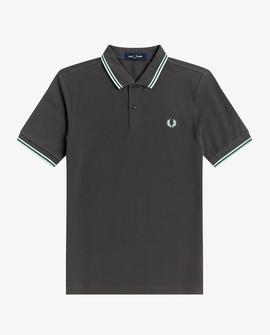 Polo Fred Perry Básico Ribetes Verde Para Hombre