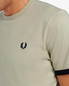 Camiseta Fred Perry Contraste Gris Para Hombre