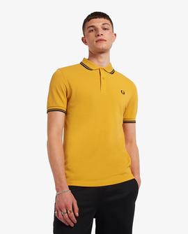 Polo Fred Perry Básico Ribetes Amarillo Para Hombre