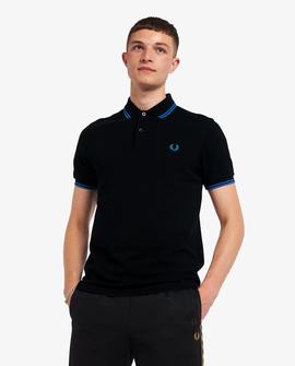 Polo Fred Perry Básico Ribetes Negro Para Hombre