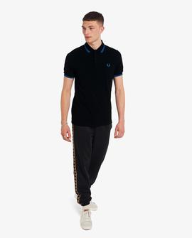 Polo Fred Perry Básico Ribetes Negro Para Hombre