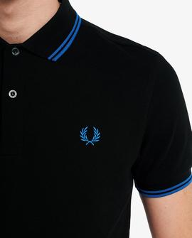 Polo Fred Perry Básico Ribetes Negro Para Hombre