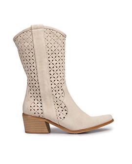 Bota Nuria Serraje Beige POPA para Mujer