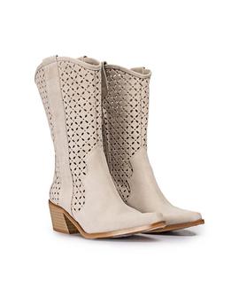 Bota Nuria Serraje Beige POPA para Mujer