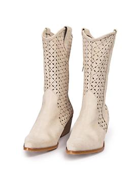 Bota Nuria Serraje Beige POPA para Mujer