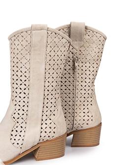 Bota Nuria Serraje Beige POPA para Mujer