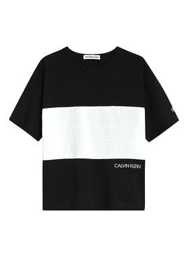 Camiseta Calvin Klein Colorblock Negra para Niña