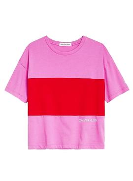 Camiseta Calvin Klein Colorblock Rosa para Niña