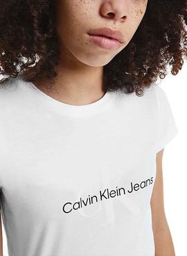 Camiseta Calvin Klein Reflective Logo Blanca Niña
