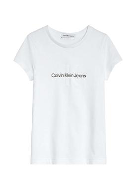 Camiseta Calvin Klein Reflective Logo Blanca Niña