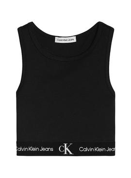 Top Calvin Klein Tape Cropped Negro para Niña