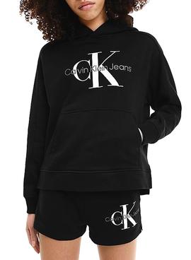 Sudadera Calvin Klein Reflective Logo Negra Niña