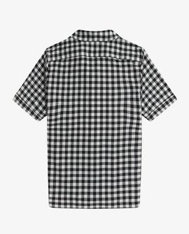 Camisa Fred Perry Tartán Corta Blanca y Negra Para Hombre