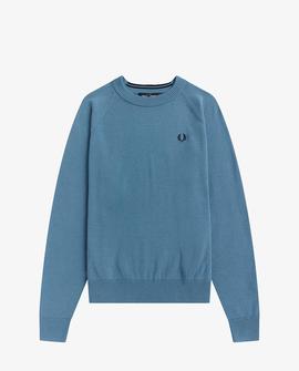Jersey Fred Perry Liso Azul Para Mujer