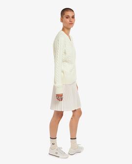 Jersey Fred Perry Pico Trenzado Blanco Para Mujer