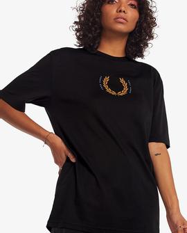 Camiseta Fred Perry Laurel Negra Para Mujer