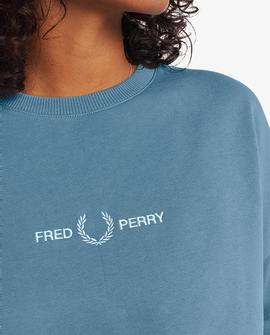 Sudadera Fred Perry Azul Claro Con Logo Estampado Mujer