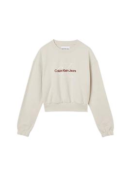 Sudadera Calvin Klein Two Tone Logo Beige Mujer