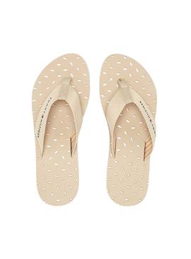 Chanclas Tommy Hilfiger Flag Beige para Mujer