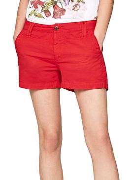 Short Pepe Jeans Balboa Rojo Mujer