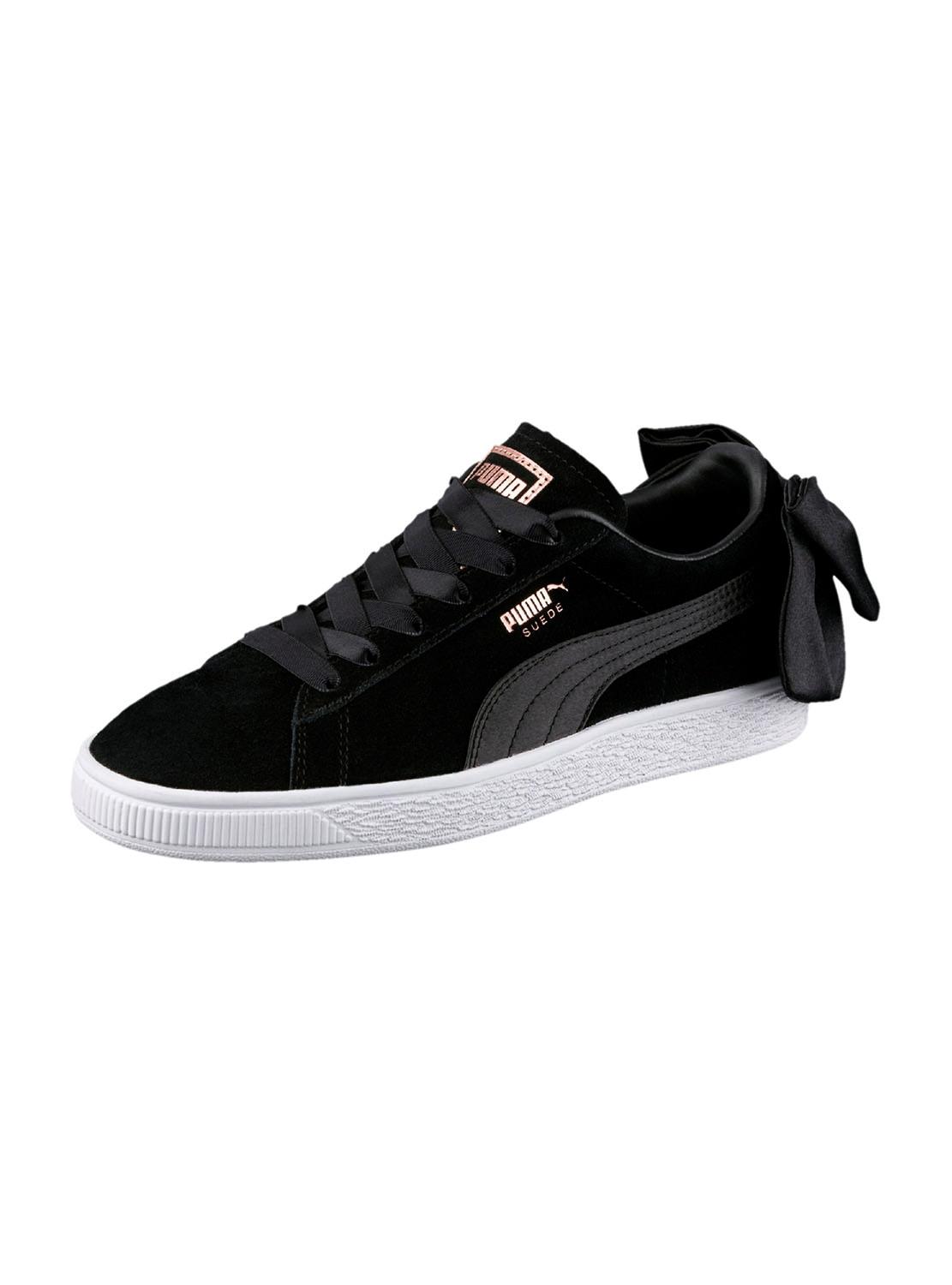 HOT ! Puma Shoes Puma Suede Bow Mujer Zapatillas Puma Suede Bow Negro