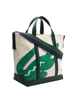 Bolso Lacoste Summer Pack Crocodile Beige Mujer 