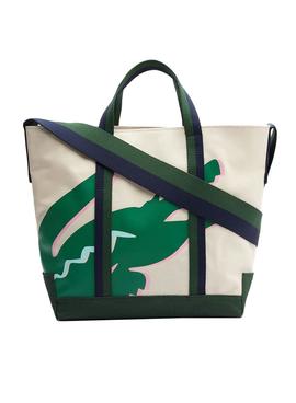 Bolso Lacoste Summer Pack Crocodile Beige Mujer 
