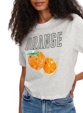 Camiseta Only Estampado Naranjas Gris Para Mujer