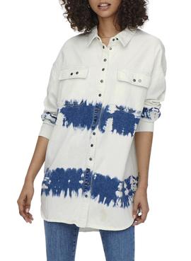 Camisa Vaquera Only Kasia Tie Dye Blanca Mujer