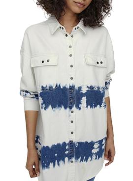 Camisa Vaquera Only Kasia Tie Dye Blanca Mujer