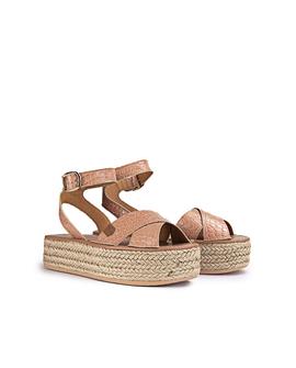 Sandalias Plataforma Orilla Coco Cuero POPA para Mujer