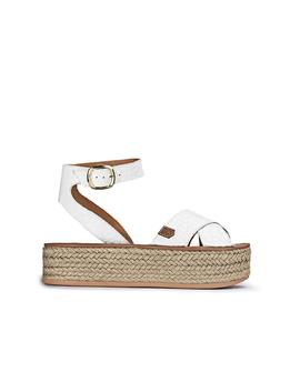 Sandalias Plataforma Orilla Coco Blanco POPA para Mujer