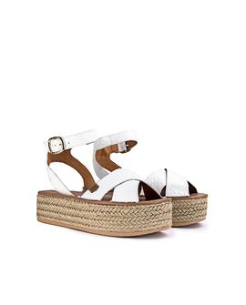 Sandalias Plataforma Orilla Coco Blanco POPA para Mujer