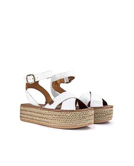 Sandalias Plataforma Orilla Coco Blanco POPA para Mujer