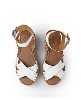 Sandalias Plataforma Orilla Coco Blanco POPA para Mujer